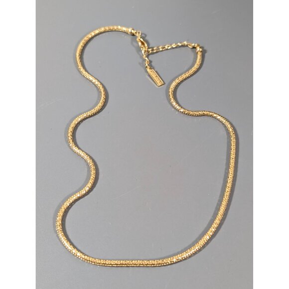 Vintage Napier Gold Tone Rounded Snake Chain Necklace Classic 19 in Classic Eleg - Picture 2 of 8